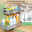 1 Pack Under Sink Organizer, 2 Tier Pull out Cabinet Organizer Mesh Baskets with 5 Adjustable Heights, Sliding Drawers Storage Shelf for Home, Kitchen, Bathroom, Pantry, Office, Countertop ,Grey