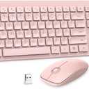 Wireless Keyboard and Mouse Comb, VEILZOR 2.4G Ultra-Slim USB Keyboard Mouse Set, Water-Dropping Keycaps, 12 Shortcuts, Wireless Keyboard for PC Laptop Windows XP/7/8/10, Vista, Mac, Pink