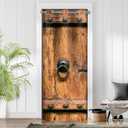 Rustic Barn Door Curtains for Doorways, Farmhouse Blackout Privacy Curtain for Doorway, Sound Proof Room Divider Drapes Closet Curtain for Bedroom Living Room, 59 x 80 Inch