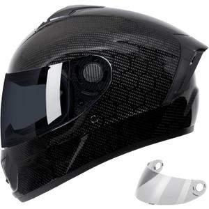 Full Face Motorcycle Helmet DOT Approved for Adults, Lightweight Street Bike Helmet with Ventilation, All-Season Riding Gear, Removable Washable Liner, Stylish Design for Men and Women (Large, New Carbon Fiber)