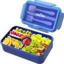 Jelife Bento Box Kids Lunch Box - Large Bento-Style Leakproof with 4 Compartments Food Storage Container with Tableware for Kids Back to School, Reusable On-the-Go Meal and Snack Packing, Blue