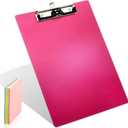 Aluminum Metal Clipboard Stainless Hangable Pen Holder Low-Profile Clip Board Size A4 9" x 12.6" with Sticky Note for School Office Business Medical Professionals Workshop Factory (Red, Aluminum-A4)
