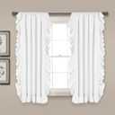 Lush Decor Reyna Ruffle Window Curtain Panel Set, Pair, 54" W x 63" L, White - Flowy Curtain Set - Romantic Ruffle Curtains for Bedroom, Living room, or Dining Room - Farmhouse & Cottage Home Decor