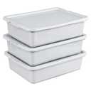 3 Pack Wash Bins with Lids, 13 Liter Plastic Restaurant Commercial Bus Tub, Light Gray