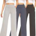 3 Pack Yoga Pants Women's Wide Leg Pants High Waist Elastic Sweatpants pants Lounge Pants with Pockets, M