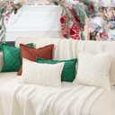 decorUhome Decorative Sage Green Throw Pillow Covers 18x18 Set of 2 with Splicing, Boho Soft Neutral Corduroy Broadside Twill Pillow Covers for Couch Bed Sofa Living Room