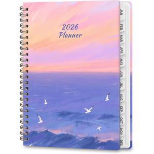 2 x 2026 Planner, Weekly and Monthly Calendar Planner Agenda, Jan 2026 - Dec 2026, Planning Academic Book, Office Desk Accessories and School Supplies - A5 (6.3'' x 8.5'') (Ocean Sunset)