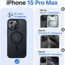 Magnetic for iPhone 15 Pro Max Case[Compatible with MagSafe][Military-Grade Drop Protection][Anti-Yellowing]Shockproof Protective Translucent Matte Cover for iPhone 15 Pro Max Phone Case,Black