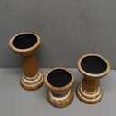 Candle Holder for Pillar Candle Set of 3, Farmhouse Wood Candle Holder, Rustic Wooden Candle Stand, Vintage Small Wooden Candlestick HoldersDecorative for Living Room, Table Centerpiece (Brown)