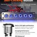 IZTOSS 6 Gang Aluminum Marine Rocker Switch Panel - Pre-Wired with Blue LED Indicator, 12-24 V Multi-Function Rocker Switch - Ideal for Marine motorhomes, Yachts