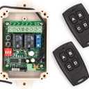 Solidremote 12V - 24V Secure Wireless RF Remote Control Relay Switch Universal 2-Channel Receiver with 2 Transmitters for Garage Door Openers, LED Lights etc (KIT-1)