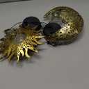 Solar Hanging Sun & Moon Lights Set for Outside,2 Pack Metal Lanterns Pierced Carving Soothing Lamp, Large Decorations for Yard Garden Patio Proch Tree Wall, Christmas Gifts for Women Mom