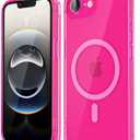 LoeoeL for iPhone 17e 16e Case Clear Mag Safe, Magnetic Transparent TPU Silicone Compatible with Magsafe Phone Case for Women, Slim Thin Glossy Non-Yellowing Bright Hard Plastic, Hot Pink