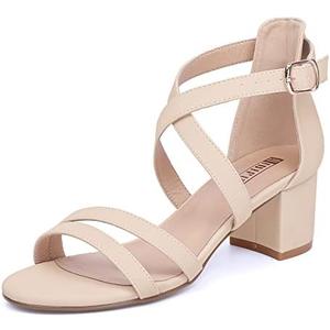 IDIFU Women's Block Low Chunky Heel Strappy Sandals Open Toe Ankle Strap Dress Wedding Evening Shoe for Women Bridal, Size 8