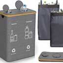 Recycling Bin, Recycling Bins for Kitchen Home, Double Recycle Bins Indoor, 33 Gallon 125L Large Recycle Bin with Lid Removable Reusable Inner Bag, Collecting Bottles Can Glass Plastic Metal Waste