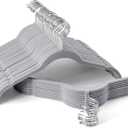 Premium Velvet Shirt Hangers 50 Pack, Space-Saving Non-Slip Felt Hanger with 360 Swivel Hook, Slim Flocked Hangers for Strappy Dresses, Blouses, Tank Tops(Grey) (Gray)