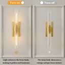 Champagne Brass Bathroom Wall Sconce - Set of 2 Modern Gold Light Sconces - Clear Glass Tube Vanity Lights - Vertical or Horizontal Mounted Dimmable Lighting Fixtures for Indoor Living Room Hallway, 2 Pack