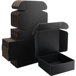 8x8x3 Black Shipping Boxes Small - 25 Pack Corrugated Cardboard Mailer Boxes for Packaging, Mailing, Gift Giving | Sturdy, Recyclable, Perfect for Small Business Supplies, Ecommerce