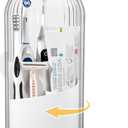 Rotating Toothbrush Holders with Cover, Dustproof Toothbrush Holder with Sliding Lid Electric Tooth Brush and Toothpaste Organizer for Bathroom, Makeup Brush Holder for Vanity, White