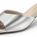 Athlefit Kitten Heels for Women Heeled Sandals Square Open Toe Low Heels Comfortable Slip On Slides, Size 8.5