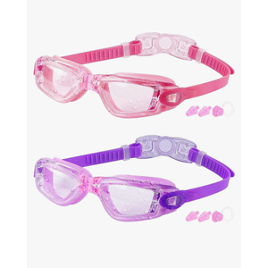 COOLOO Kids Swim Goggles, 2 Packs Swimming Goggles for Kids Girls Boys and Child Age 4-16