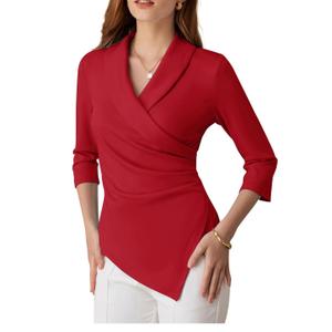 GRACE KARIN Women's V Neck Casual Work Tops 3/4 Sleeve Office Dressy Blouse Asymmetrical Elegant Shirts, L GRACE KARIN Women's V Neck Casual Work Tops 3/4 Sleeve Office Dressy Blouse Asymmetrical Elegant Shirts, L