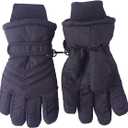 kimmyku Waterproof Snow Ski Driving Winter Gloves for Toddler Children Kids boy Girls Black Color 3-4-5-6-7-8 Years