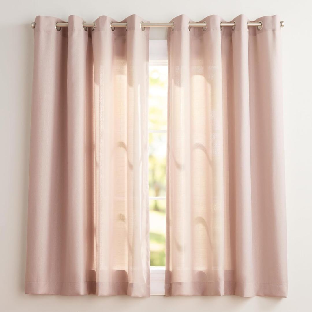 Exclusive Home Loha Linen Grommet Top Curtain Panel Pair, 54"x63", Blush