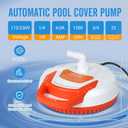 YOKING Automatic Pool Cover Pump, 1/4 HP 1500GPH Swimming Pool Submersible Water Sump Pump, 115/230V with 26ft Power Cord and 2 Adapters Water Removal for Pool, Hot Tub, Pond