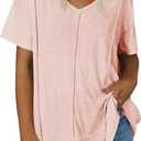Tankaneo Womens Oversized Tshirts Knit V Neck Short Sleeve Tunic Tops Summer Casual Loose Fit Tee Shirts
