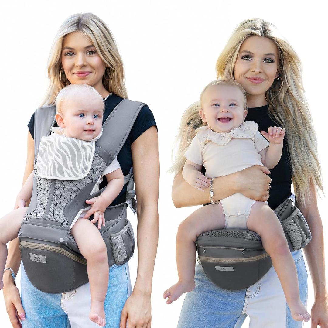 Baby Carrier Pro, MOMTORY Safety-Certified 6-in-1 Ultra Storage Baby Carrier Newborn to Toddler, Detachable Baby Holder Carrier with Hip Seat, Ergonomic Cozy Baby Front and Back Carrier for 7-50lbs (Deep Grey)