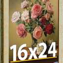 16x24 Poster Frame, Vintage 16 x 24 Picture Frame Plexiglass Glass for Wall Display, Rustic 16x24 Photo Picture Frame Large, Antique Gold Green Collage Gallery Wall Picture Frames, Widen Border