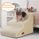Aodisman 3-Step Dog Ramp and Stairs for Sofa and Chair - Non-Slip Sturdy Pet Steps for Small Dogs and Cats,15.7" H,Beige