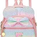 KKXIU Initial Bowknot Mini Backpacks for Girls Women, Small Cute Backpack Purse, Personalized Birthday Gifts for Toddler, Kids and Teen Girls(E, Rainbow)