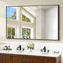 Bathroom Black Mirror, 36x55in Black Rectangle Mirror with Thin Metal Frame, Large Rectangular Wall Mirror for Bathroom, Living Room, Hair Salon, Big Farmhouse Mirror Hang Horizontal/Vertical