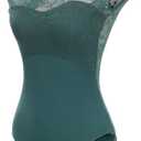 Women Short Sleeve Ballet Leotards for Adult Dance Gymnastics Bodysuit S