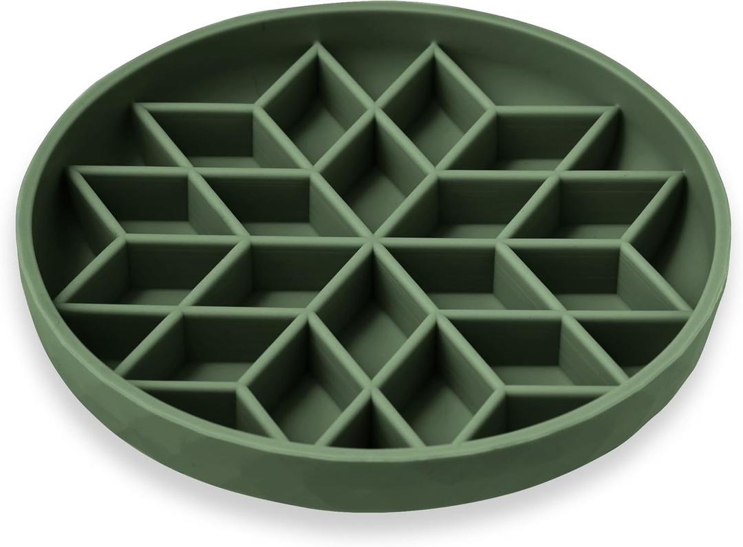 OHMO Slow Feeder Dog Bowls(Camo Green, 7.3") for Medium Small Large Breeds,Non-Slip Slow Feeder Cat Bowl with Suction Cup, Durable Food-Grade Silicone, Anti-Chocking and Anti-Bloat