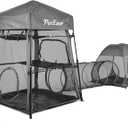 Catio Outdoor Cat Enclosure, 3-in-1 Extra Large Portable Cat Playpen with Tower Tent & Tunnel, Foldable Waterproof Mesh Catio for Indoor Outdoor Cats & Small Pets (Grey)