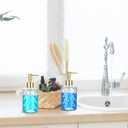 3 Pack Diamond Embossed Glass Soap-Dispensers with Gold Plastic Pump, 12 OZ Bathroom soap Dispenser, Elegant Hand Soap Dispenser for Bathroom & Kitchen