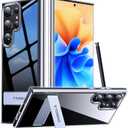 TORRAS for Samsung Galaxy S23 Ultra Case Clear with Kickstand Never Yellowing, [3-Way Built-in Kickstand] [10FT MIL-Grade Shockproof] Slim Clear Case for Samsung S23 Phone Ultra Case, Diamond Clear