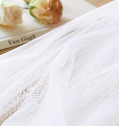 SiinvdaBZX White Tulle Fabric Rolls, 54 Inch x 20 Yards (60 Ft) Soft Drape Tulle Netting Fabric for DIY Craft Tutu Skirt Bridal Veil Wedding Party Table Skirt Ceiling Decor