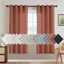H.VERSAILTEX Living Room Linen Curtains Semi Sheer Curtains Nickel Grommet Curtain Energy Saving Light Filtering Window Treatments Panels for Bedroom, Rust, 2 Panels, 52 x 72 - Inch