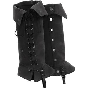 KUOIN Medieval Leg Covers Slim Fit Pirate Renaissance Steampunk Costume for Boots (Black)