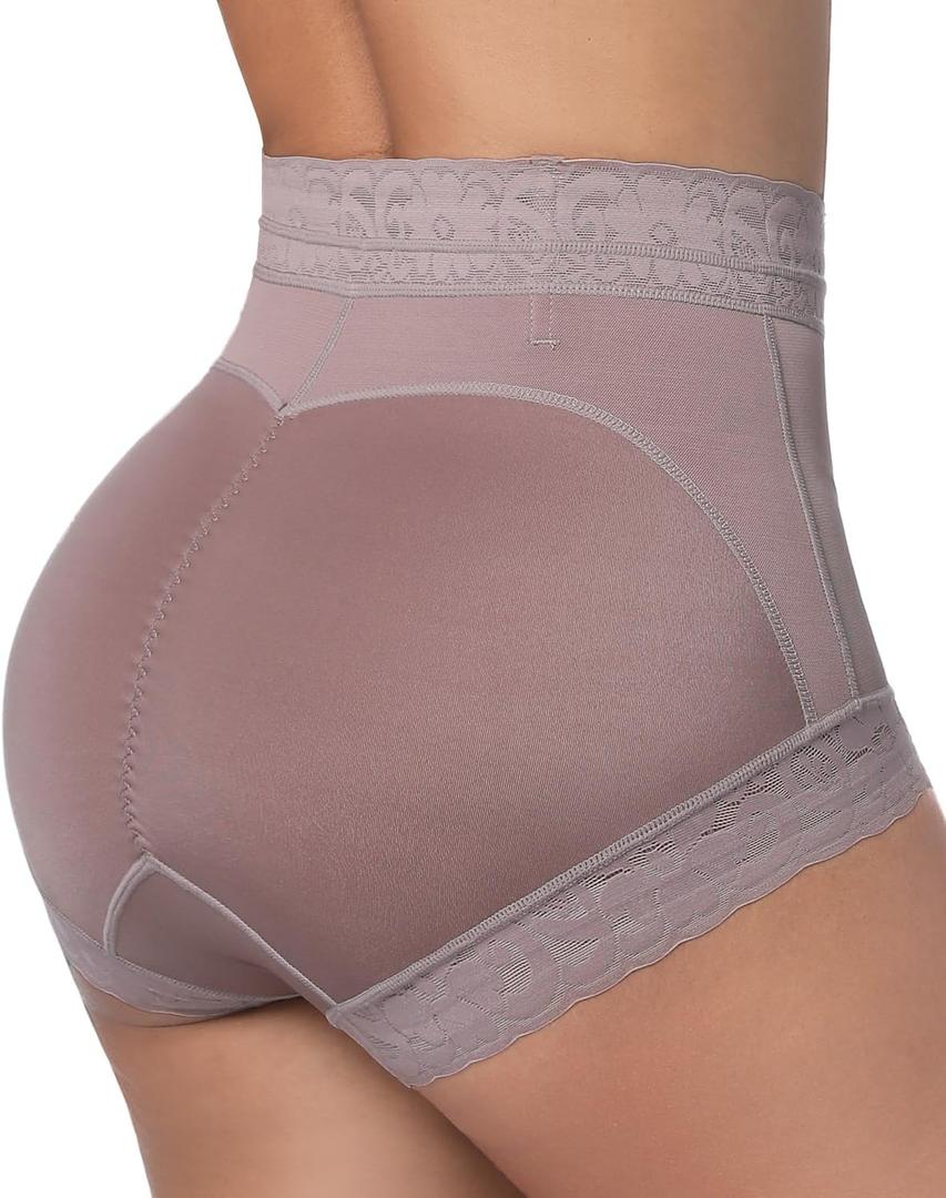 Womens Shapewear Control Panties Butt Lifter Boyshort Lace Panties Underwear (X-Small, Purple Breif)