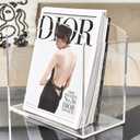 Magazine Rack - Clear Acrylic Magazine Holder, Acrylic Newspaper Stand Organizer with handles, Modern Lucite Magazine and Book Basket Box for Bathroom, Bedroom, Living Room and Office