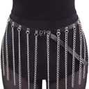 HeiBai Xiong Punk Goth Belts Rock Leather Waist Chain Belt For Women