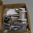 KPW Bathroom Sink Faucet 2 or 3 Hole Brushed Nickel Centerset 4 Inch Bathroom Sink Faucet 2 Handle Over ABS Non-Metallic Lavatory Bathroom Faucet with Pop up Drain Water Supply Hoses