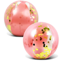POZA Inflatable Beach Balls Set of 2 - Elegant Glitter Confetti Premium Floaters, Heavy Duty Vinyl Floatation Toys for Beach Party, UV Resistant Pool Decor - 16 Inches - 2 Pack