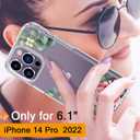GiiKa for iPhone 14 Pro Case with Screen Protector, 6.1" Clear Full Body Shockproof Protective Floral Girls Women Hard Case with TPU Bumper Cover Phone Case for iPhone 14 Pro, Camellia