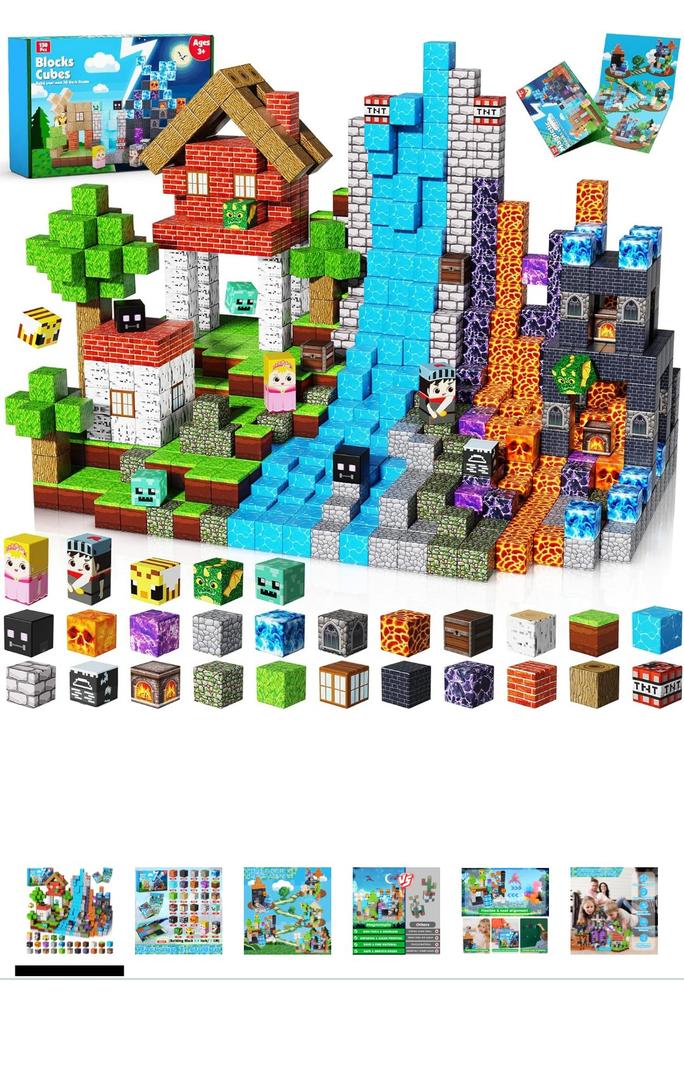 Magnetic Building Blocks - 150PCS Magnet Block Cubes Dark Hell Forest Castle, STEM Toy Building Sets for Kids Age 3+, Montessori Stacking Construction Toys Easter Gift for Boys Girls Age 4-8, 8-12